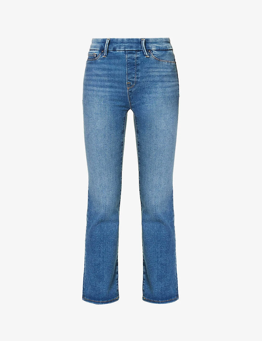 GOOD AMERICAN Pull On Straight Faded-wash Straight High-rise Stretch-denim Jeans 3 GOOD AMERICAN Pull On Straight Faded-wash Straight High-rise Stretch-denim Jeans