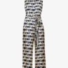 Platani Geometric-print Silk Jumpsuit -Default Template 2 R04167346 NAVY M