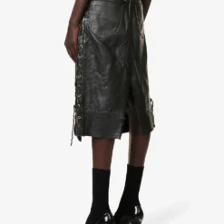 Tumble-grain Patch-pocket Regular-fit Leather Skirt -Default Template 2 R04167967 BLACK ALT03