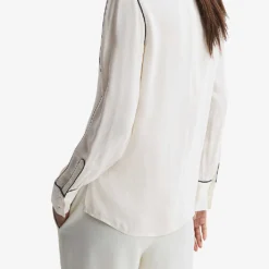 Reiss Estella Contrast-tip Long-sleeve Stretch-woven Blouse -Default Template 2 R04169209 CREAM ALT03