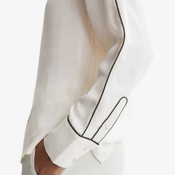 Reiss Estella Contrast-tip Long-sleeve Stretch-woven Blouse -Default Template 2 R04169209 CREAM ALT04