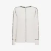 Reiss Estella Contrast-tip Long-sleeve Stretch-woven Blouse -Default Template 2 R04169209 CREAM M