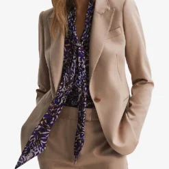 Reiss Tora Animal-print Neck-tie Woven Blouse -Default Template 2 R04169213 BLUE ALT02