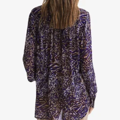 Reiss Tora Animal-print Neck-tie Woven Blouse -Default Template 2 R04169213 BLUE ALT03