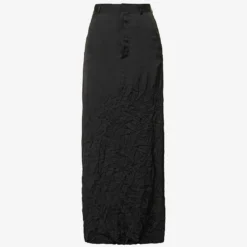 MM6 Maison Margiela Crinkle-texture Mid-rise Satin Maxi Skirt