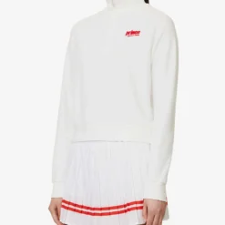 Sporty & Rich X Prince Logo-print Quarter-zip Cotton Sweatshirt -Default Template 2 R04173086 WHITERED ALT02