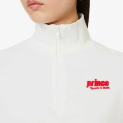 Sporty & Rich X Prince Logo-print Quarter-zip Cotton Sweatshirt -Default Template 2 R04173086 WHITERED ALT04