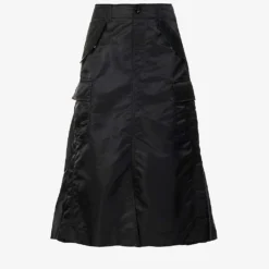 Sacai Pleated-panel Flared-hem Woven Midi Skirt