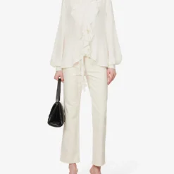 Victoria Beckham Ruffle-trim Self-tie Silk Shirt 8 Victoria Beckham Ruffle-trim Self-tie Silk Shirt -Default Template 2 R04180527 VANILLA ALT01