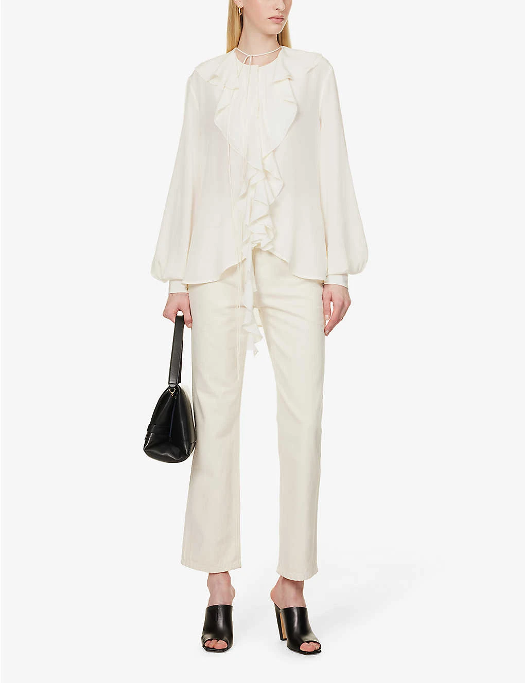 Victoria Beckham Ruffle-trim Self-tie Silk Shirt 4 Victoria Beckham Ruffle-trim Self-tie Silk Shirt - Image 2