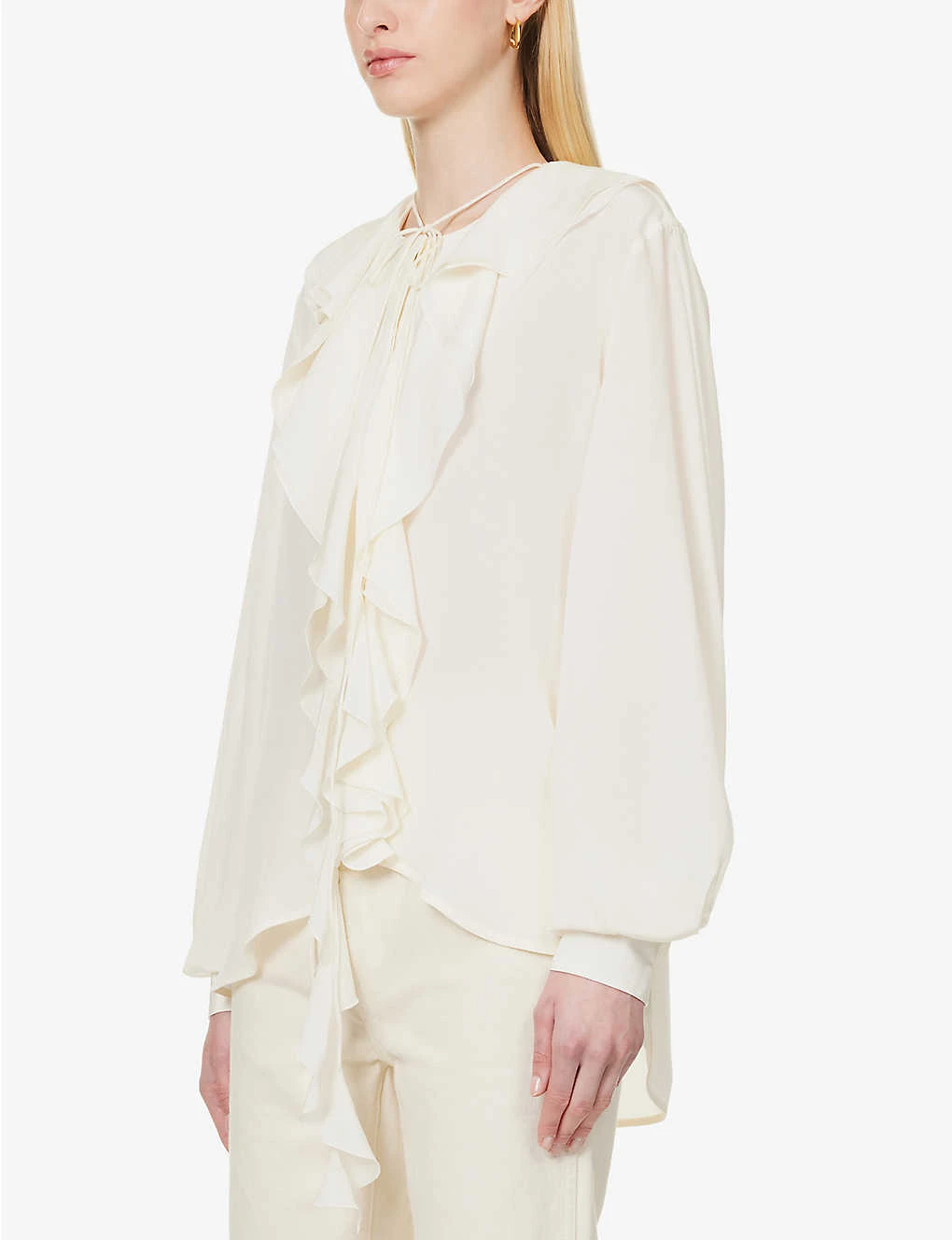 Victoria Beckham Ruffle-trim Self-tie Silk Shirt 5 Victoria Beckham Ruffle-trim Self-tie Silk Shirt - Image 3