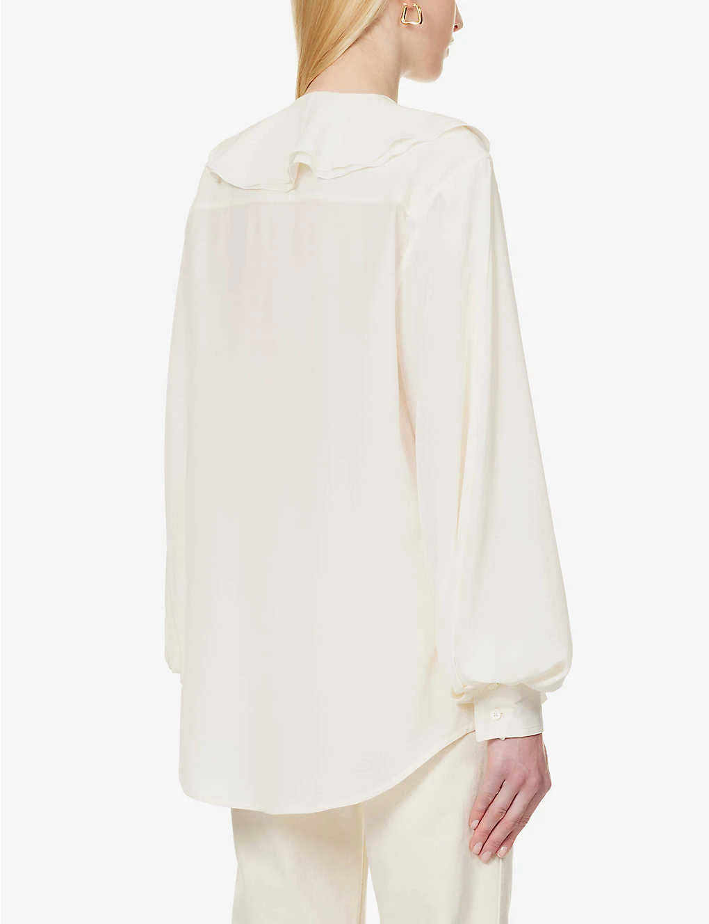 Victoria Beckham Ruffle-trim Self-tie Silk Shirt 6 Victoria Beckham Ruffle-trim Self-tie Silk Shirt - Image 4