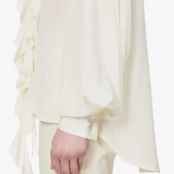 Victoria Beckham Ruffle-trim Self-tie Silk Shirt 11 Victoria Beckham Ruffle-trim Self-tie Silk Shirt -Default Template 2 R04180527 VANILLA ALT04