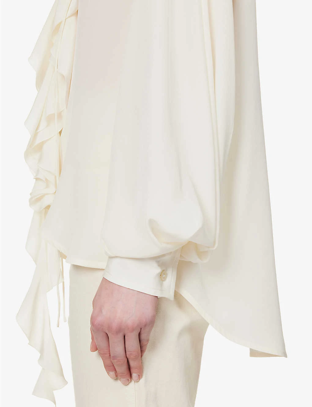 Victoria Beckham Ruffle-trim Self-tie Silk Shirt 7 Victoria Beckham Ruffle-trim Self-tie Silk Shirt - Image 5