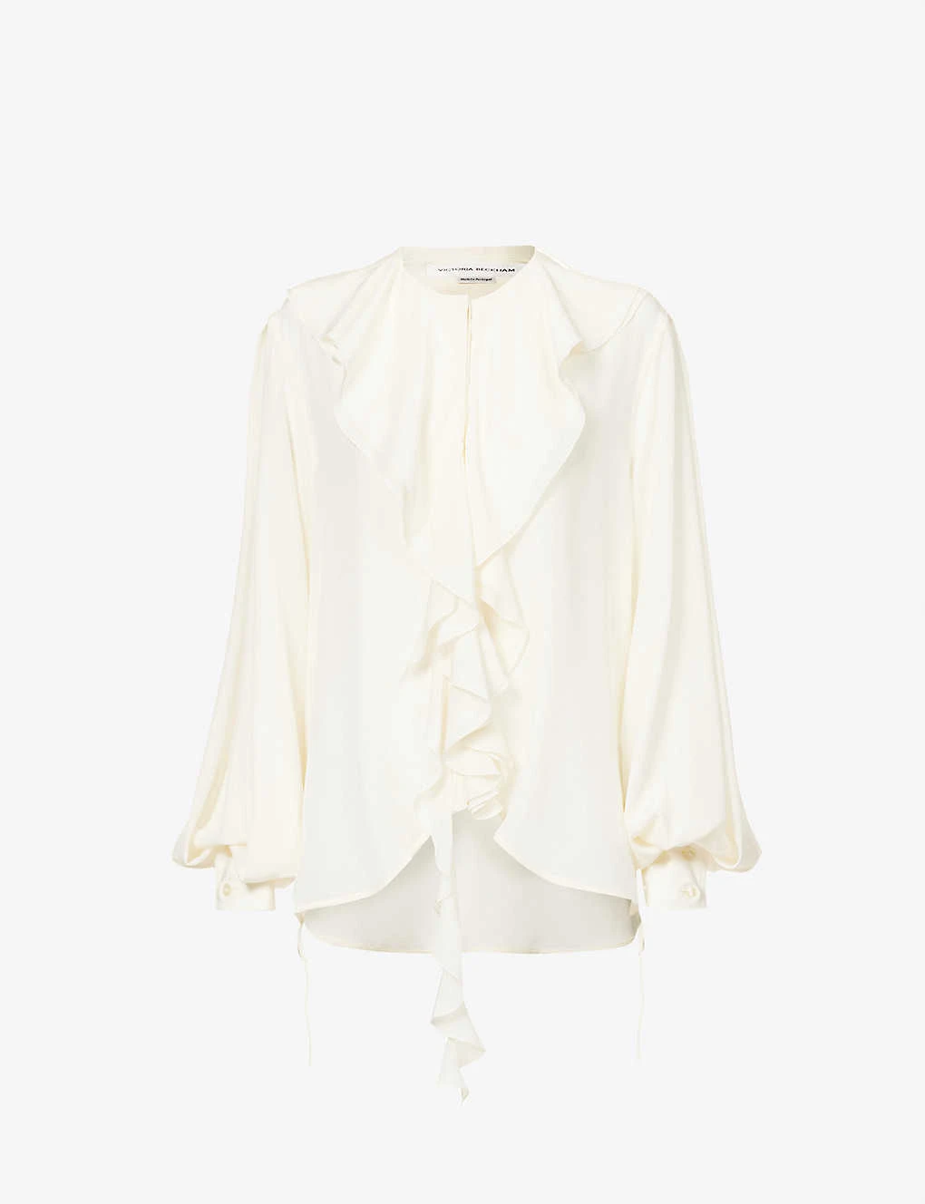 Victoria Beckham Ruffle-trim Self-tie Silk Shirt 3 Victoria Beckham Ruffle-trim Self-tie Silk Shirt