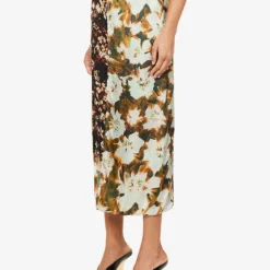 Dries Van Noten Floral-pattern Split-hem Silk-blend Midi Skirt -Default Template 2 R04180725 AMBER ALT02