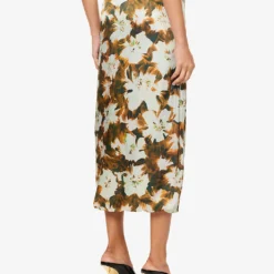 Dries Van Noten Floral-pattern Split-hem Silk-blend Midi Skirt -Default Template 2 R04180725 AMBER ALT03