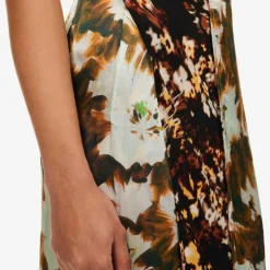 Dries Van Noten Floral-pattern Split-hem Silk-blend Midi Skirt -Default Template 2 R04180725 AMBER ALT04