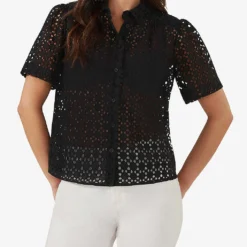 Broderie-anglaise Boxy Cotton Shirt 7 Broderie-anglaise Boxy Cotton Shirt -Default Template 2 R04181103 BLACK ALT02