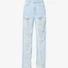 Dion Lee Frayed Cut-out Straight Mid-rise Jeans