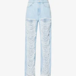Dion Lee Frayed Cut-out Straight Mid-rise Jeans