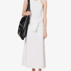 Toteme Belted Patch-pocket Organic-cotton Midi Skirt -Default Template 2 R04183207 WHITE ALT01