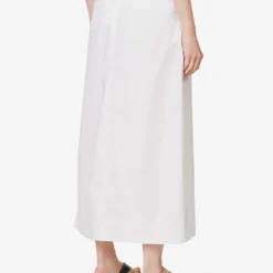 Toteme Belted Patch-pocket Organic-cotton Midi Skirt -Default Template 2 R04183207 WHITE ALT03