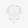 Flutter-sleeve Self-tie Relaxed-fit Woven Shirt 1 Flutter-sleeve Self-tie Relaxed-fit Woven Shirt -Default Template 2 R04185925 WHITE M