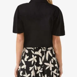 Flutter-sleeve Self-tie Woven Shirt -Default Template 2 R04185926 BLACK ALT02