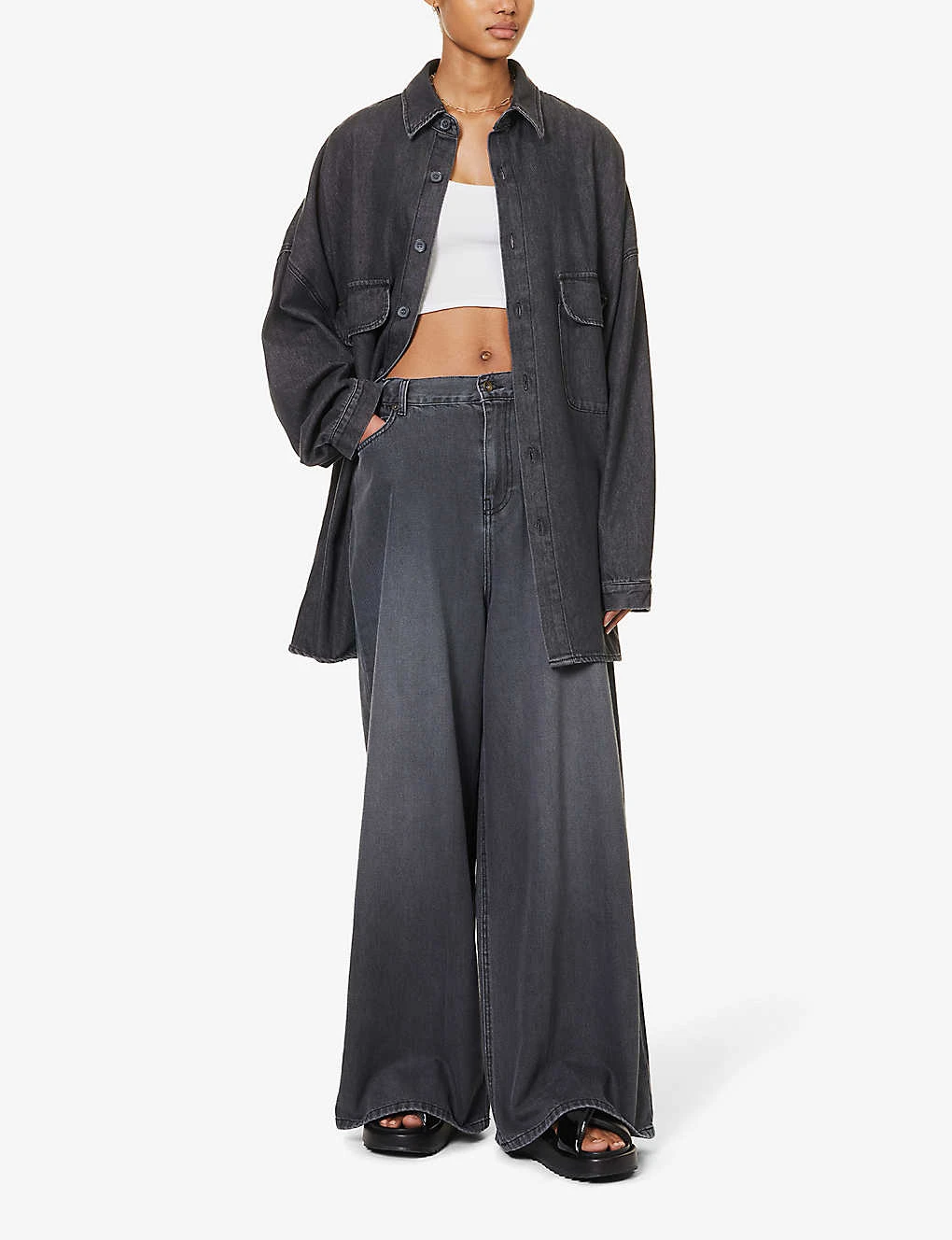 Dallas Oversized Faded-wash Denim Shirt 4 Dallas Oversized Faded-wash Denim Shirt - Image 2