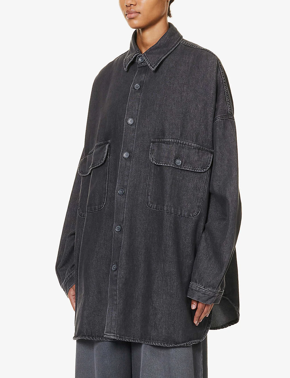Dallas Oversized Faded-wash Denim Shirt 5 Dallas Oversized Faded-wash Denim Shirt - Image 3