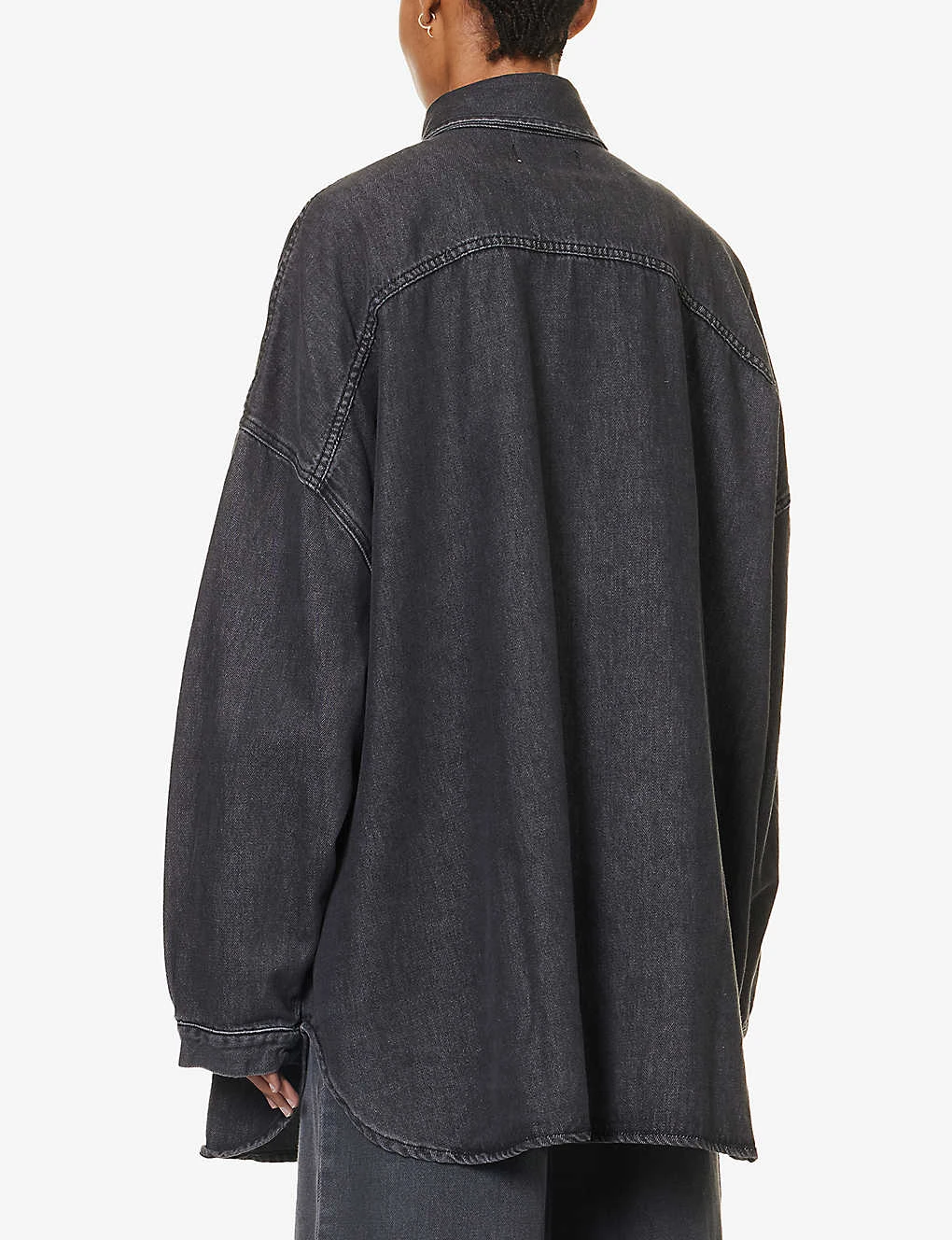 Dallas Oversized Faded-wash Denim Shirt 6 Dallas Oversized Faded-wash Denim Shirt - Image 4