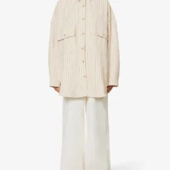 Dallas Oversized Striped Cotton-denim Shirt 9 Dallas Oversized Striped Cotton-denim Shirt -Default Template 2 R04186447 ORANGEPINSTRIPE ALT02