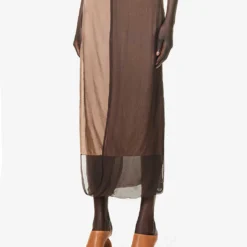 Dries Van Noten Panelled Silk-blend Midi Skirt -Default Template 2 R04186672 DARKBROWN ALT02