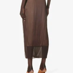 Dries Van Noten Panelled Silk-blend Midi Skirt -Default Template 2 R04186672 DARKBROWN ALT03