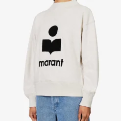 Isabel Marant Etoile Moby Logo-printed Cotton-blend Sweatshirt -Default Template 2 R04188804 ECRU ALT02