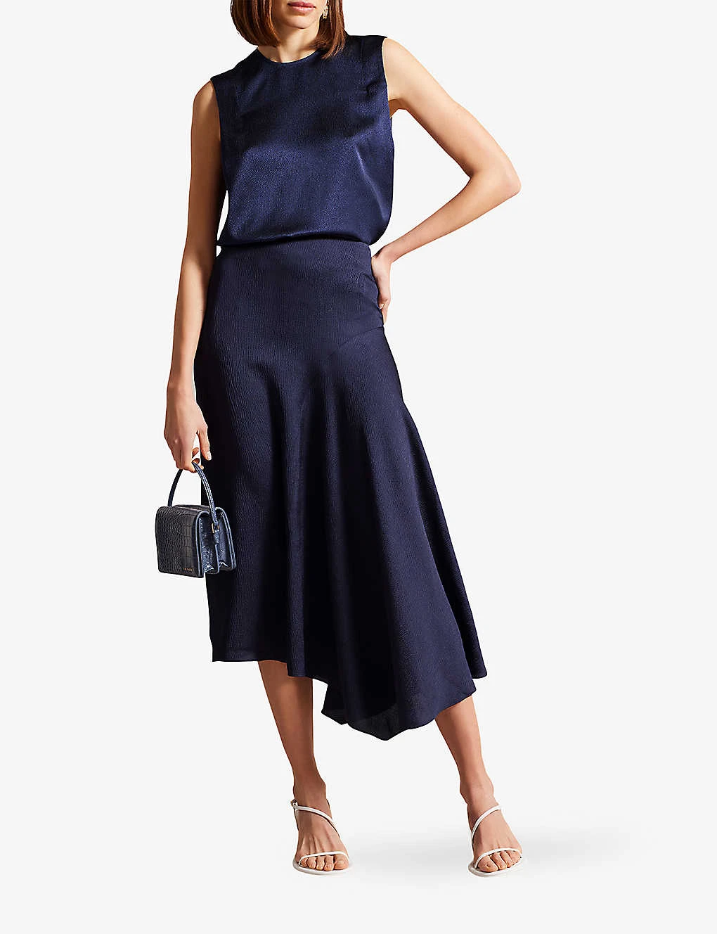 Ted Baker Francic High-waisted Asymmetric Stretch-satin Midi Skirt 4 Ted Baker Francic High-waisted Asymmetric Stretch-satin Midi Skirt - Image 2