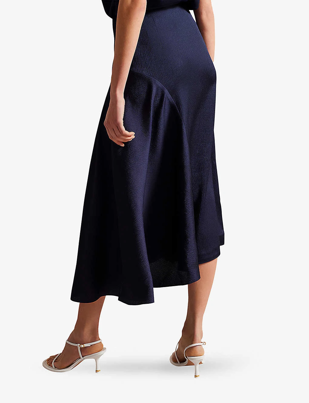 Ted Baker Francic High-waisted Asymmetric Stretch-satin Midi Skirt 6 Ted Baker Francic High-waisted Asymmetric Stretch-satin Midi Skirt - Image 4
