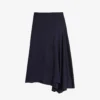 Ted Baker Francic High-waisted Asymmetric Stretch-satin Midi Skirt -Default Template 2 R04189320 NAVY M