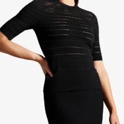 Ted Baker Kahlen Crew-neck Short-sleeve Knitted T-shirt 8 Ted Baker Kahlen Crew-neck Short-sleeve Knitted T-shirt -Default Template 2 R04189322 BLACK ALT02