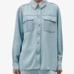 CLAUDIE PIERLOT Calisto Loose-fit Long-sleeve Woven Shirt 9 CLAUDIE PIERLOT Calisto Loose-fit Long-sleeve Woven Shirt -Default Template 2 R04189873 DENIMJEAN ALT02