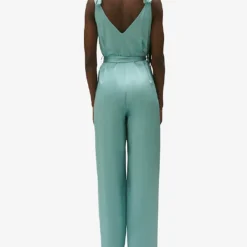 CLAUDIE PIERLOT Jizzie V-neck Satin Jumpsuit -Default Template 2 R04189875 VERTS ALT03