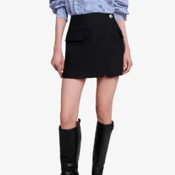 Maje Jakino High-waisted Cargo-pocket Stretch-woven Wrap Mini Skirt -Default Template 2 R04190038 NOIRGRIS ALT02