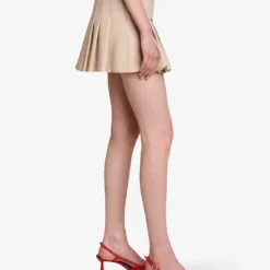 Maje Jumita Button-embellished Pleated Cotton Mini Skirt -Default Template 2 R04190270 NATURELS ALT02