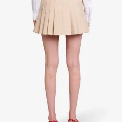 Maje Jumita Button-embellished Pleated Cotton Mini Skirt -Default Template 2 R04190270 NATURELS ALT03
