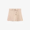 Maje Jumita Button-embellished Pleated Cotton Mini Skirt -Default Template 2 R04190270 NATURELS M