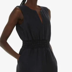 Whistles Danny Shirred-waist Sleeveless Linen Jumpsuit 11 Whistles Danny Shirred-waist Sleeveless Linen Jumpsuit -Default Template 2 R04190959 BLACK ALT04