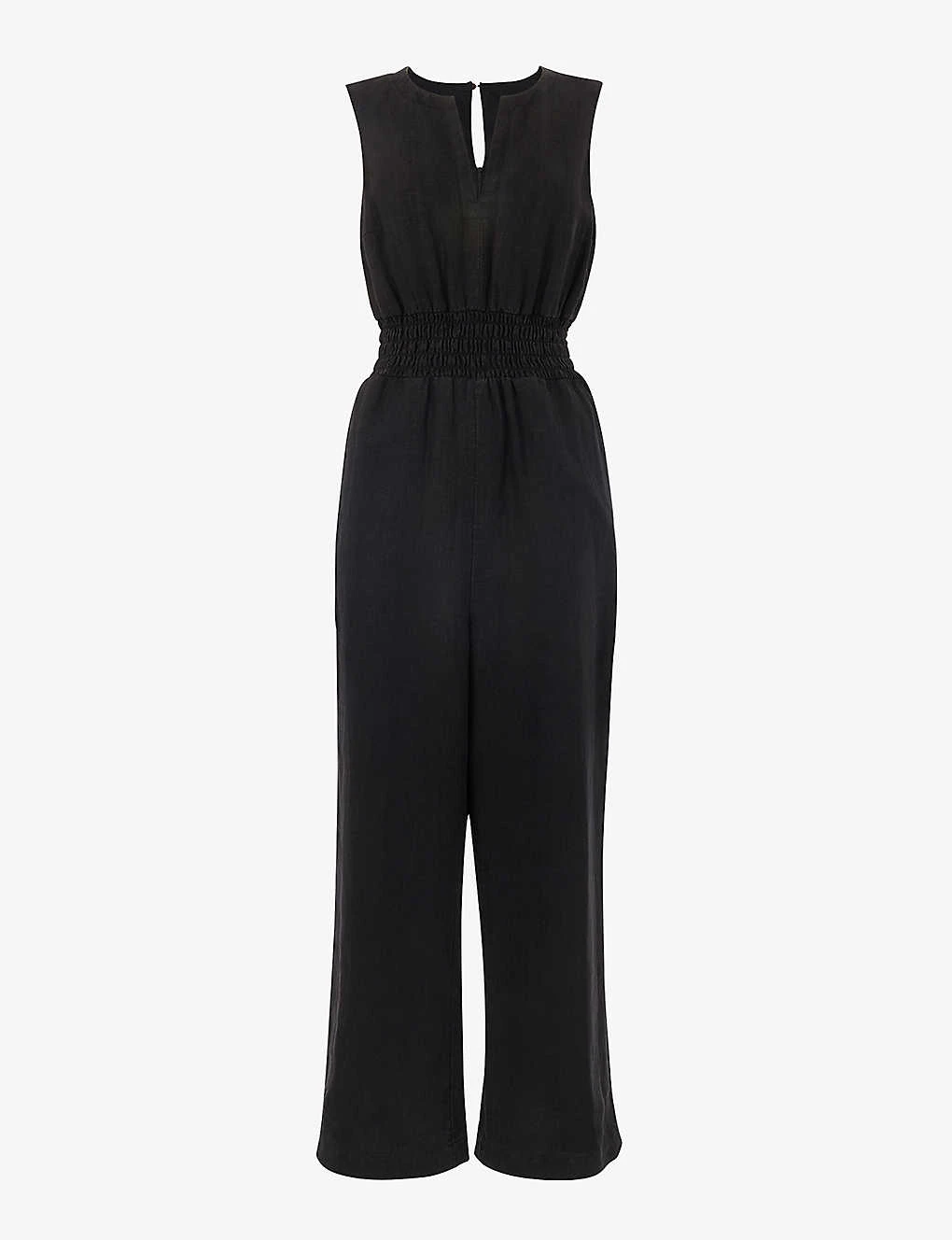 Whistles Danny Shirred-waist Sleeveless Linen Jumpsuit 3 Whistles Danny Shirred-waist Sleeveless Linen Jumpsuit