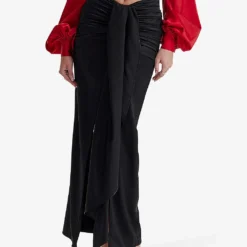 Arla Draped Mid-rise Stretch-silk Maxi Skirt -Default Template 2 R04191562 BLACK ALT02