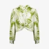Palm-print Cropped Crepe-woven Shirt -Default Template 2 R04191965 GREEN M